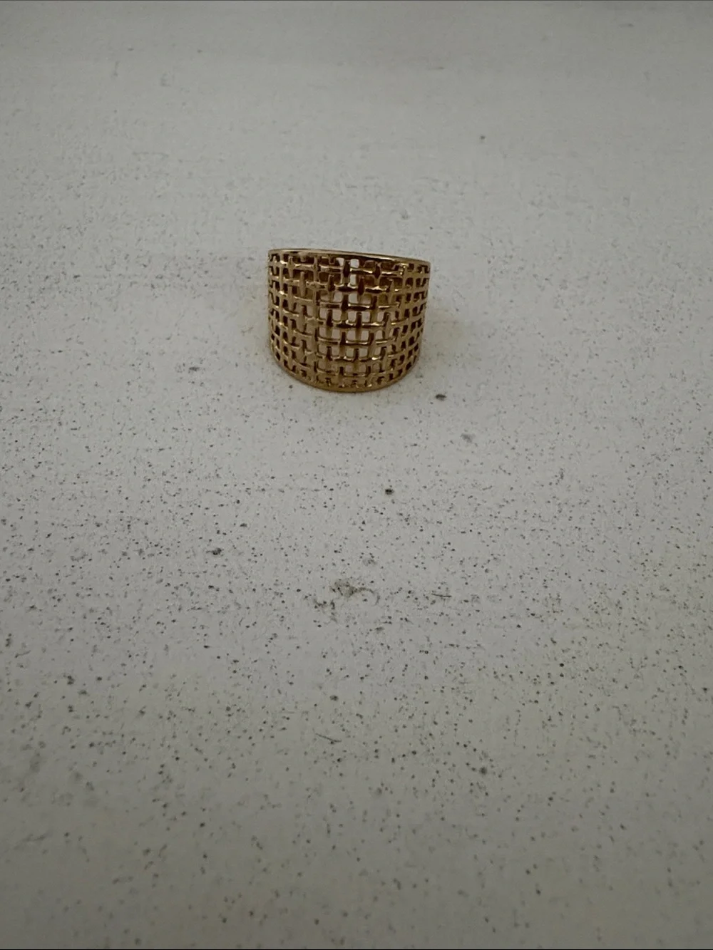 Gold Woven Pattern Wide Band Ring
